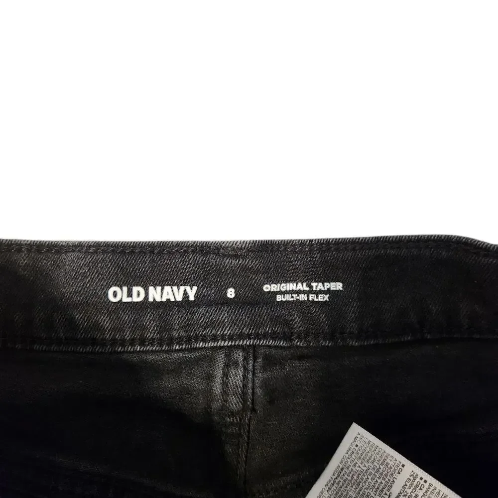 Old Navy Taper Jeans Built In Flex Style Coal Black Straight-Leg Boys Size 8
